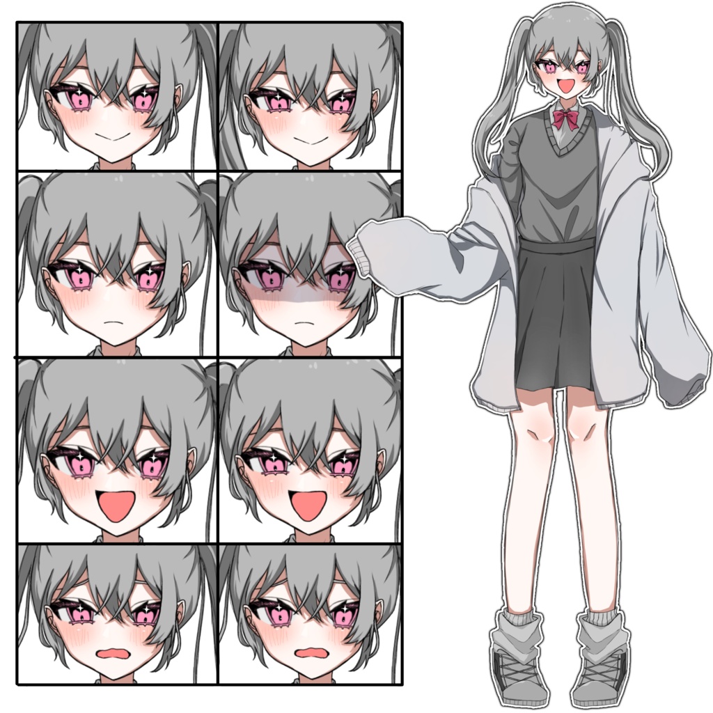 【立ち絵】無料分あり⭕️ツインテールの女子高生【差分あり】