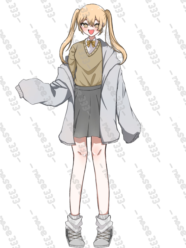 【立ち絵】無料分あり⭕️ツインテールの女子高生【差分あり】