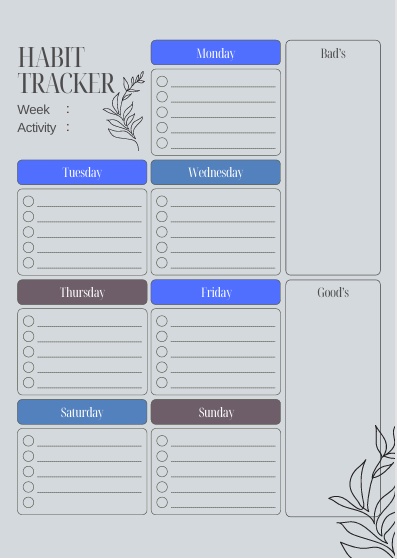 シンプル・習慣振り返りシート（A4・PDF）