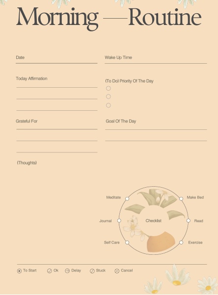 シンプル・モーニングルーティンチェックリスト（A4・PDF）