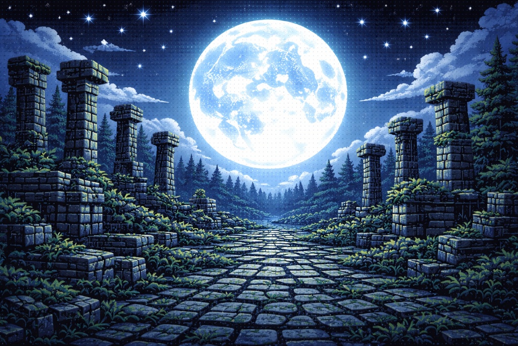 幻想ドット背景セット Vol.1 – 月下幻想編【商用利用OK】