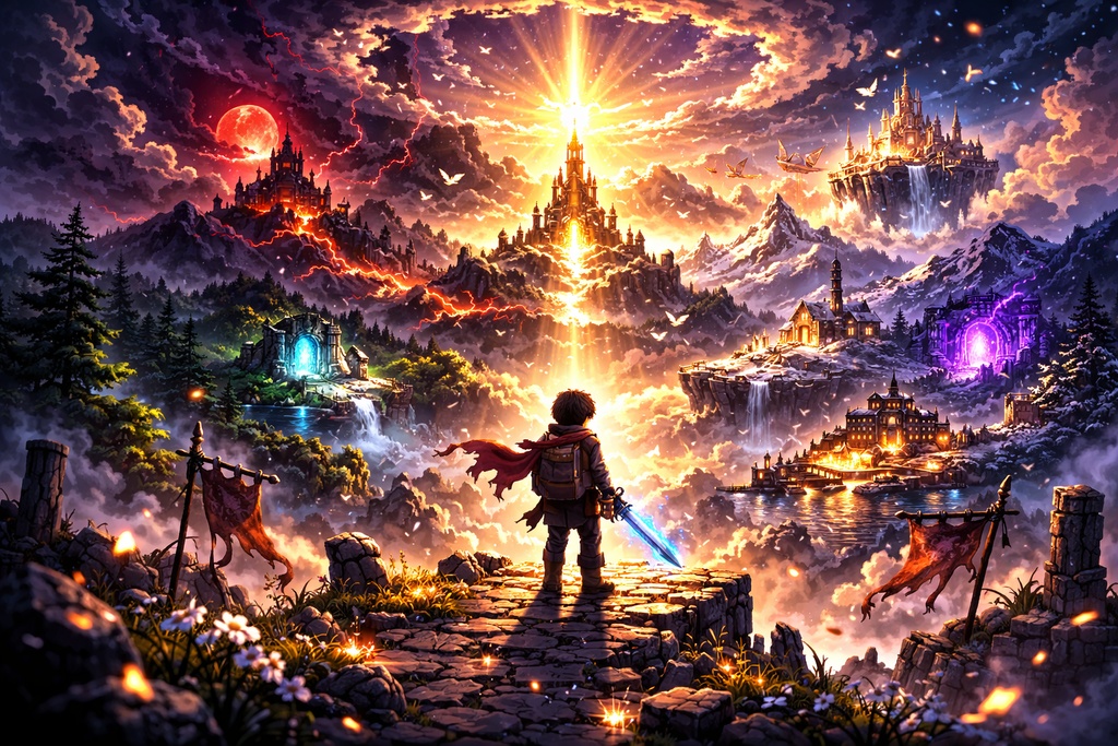 PixelStory 素材集 Vol.01 |光と闇の幻想冒険ドット背景10枚セット