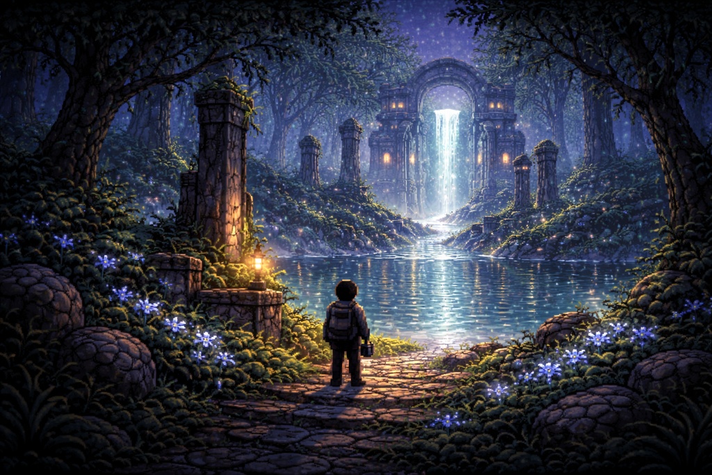 PixelStory 素材集 Vol.01 |光と闇の幻想冒険ドット背景10枚セット