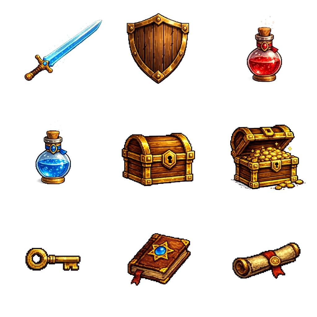 PixelRelic 小物素材集 Vol.01｜RPGドットアイテム10点セット（透過PNG）