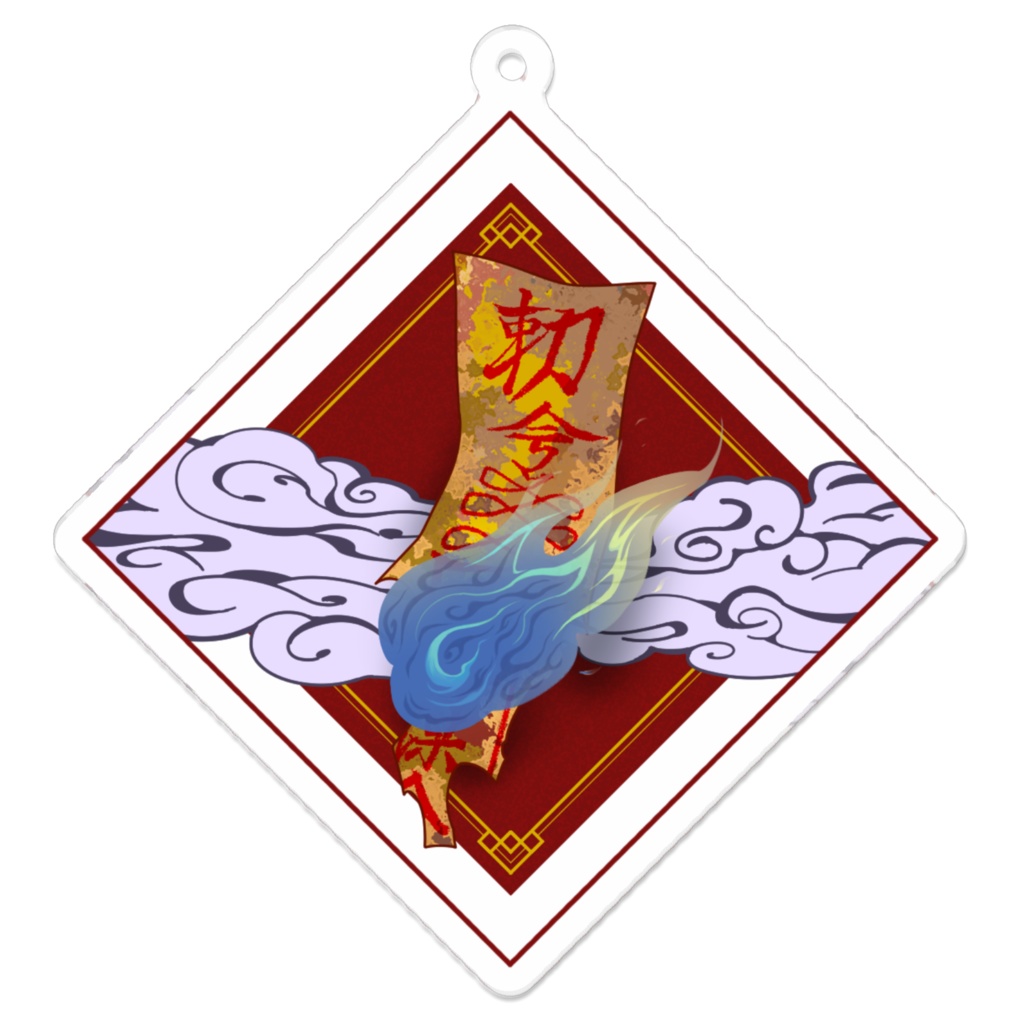 朱色のアクリルキーホルダー