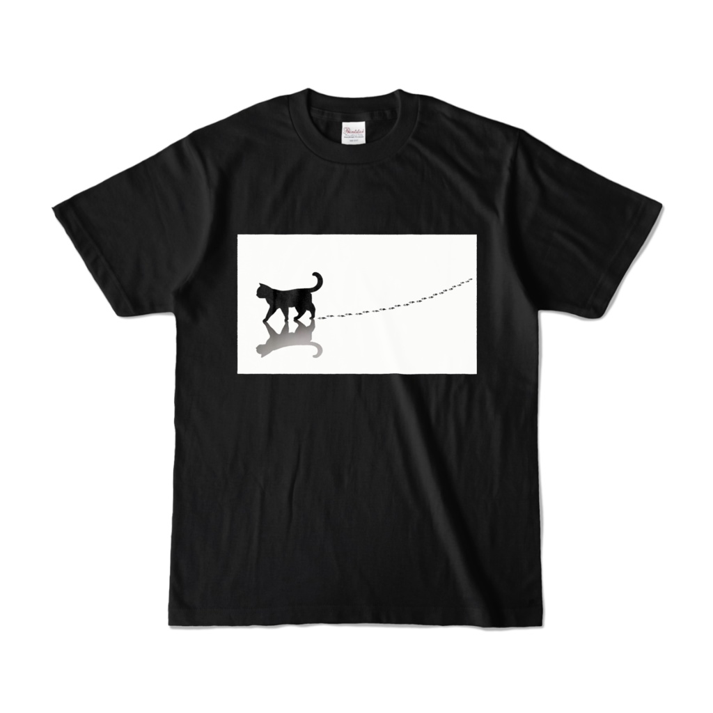 歩くネコ_Tシャツ黒