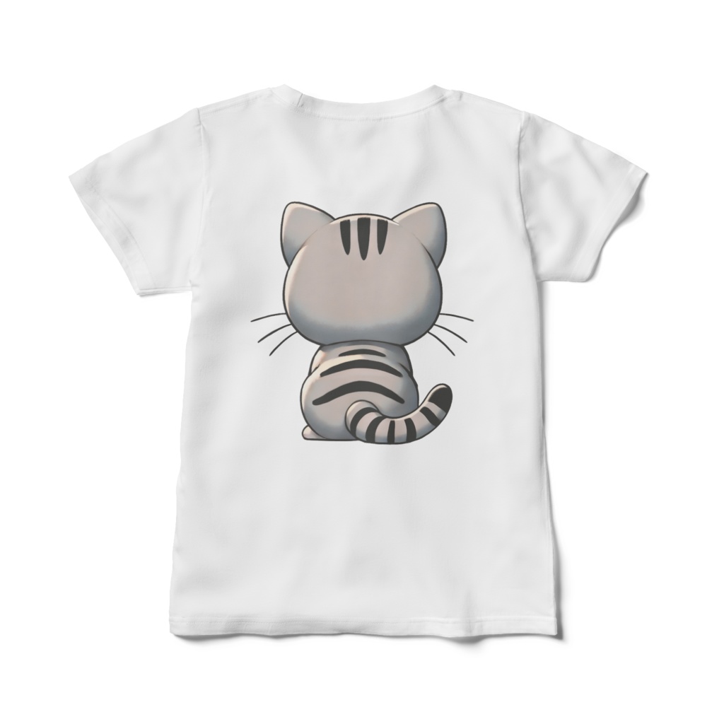 レディースTシャツ_前後ネコ