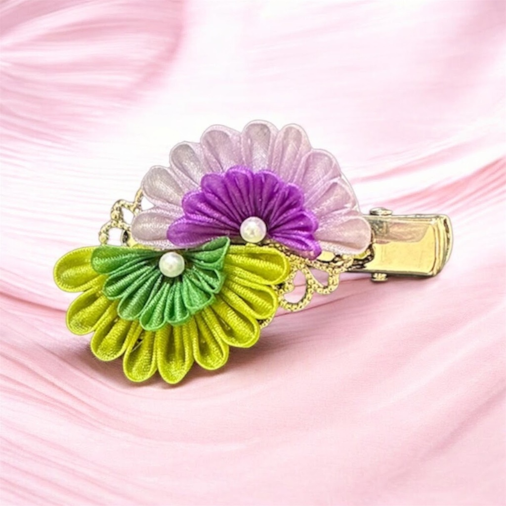 ＊つまみ細工＊　壬氏×猫猫　イメージカラーヘアクリップ