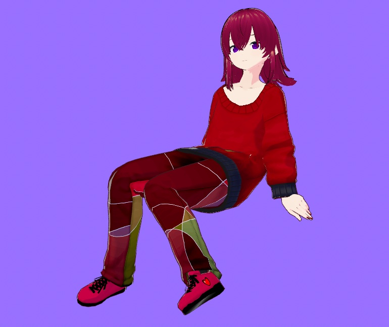 【vroid無料衣装】赤黒セット