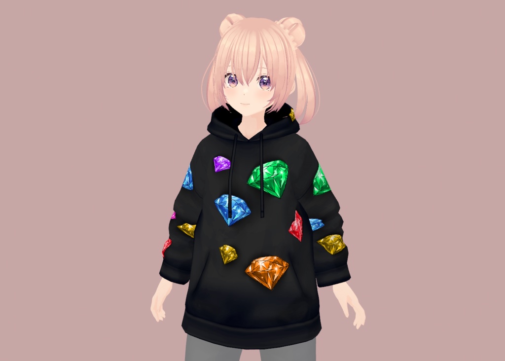 【vroid衣装】宝石パーカーリメイク