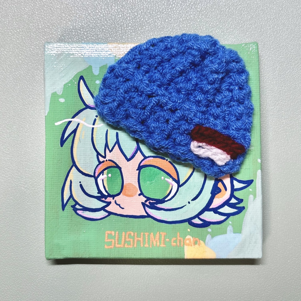 【原画】編み物すしみちゃんミニキャンバス
