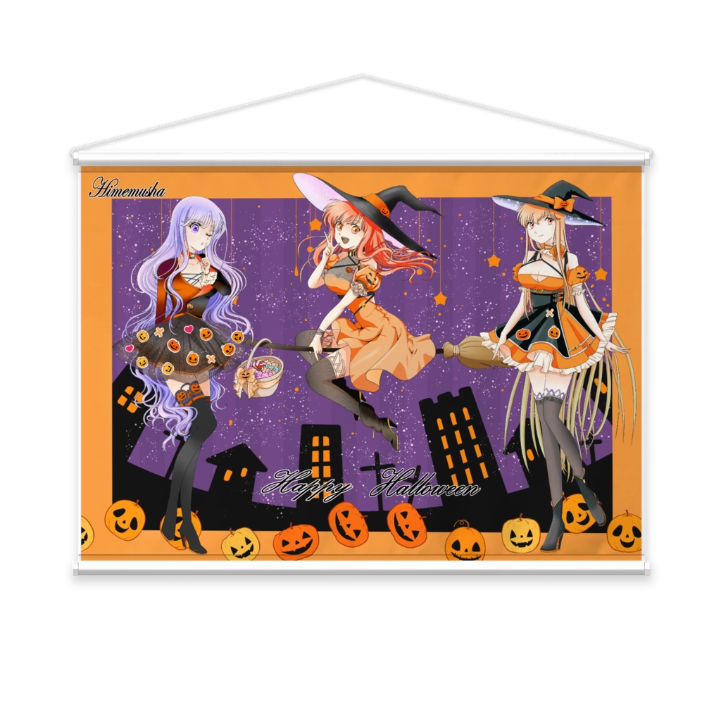 仲良し3人娘ハロウィンタペストリーB2横