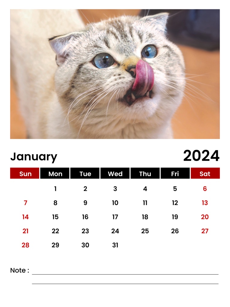 Digital calendar with cute kitties and cats Xendra54 BOOTH