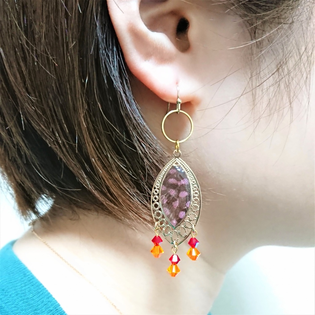 炎と雷と氷のフェザーピアス