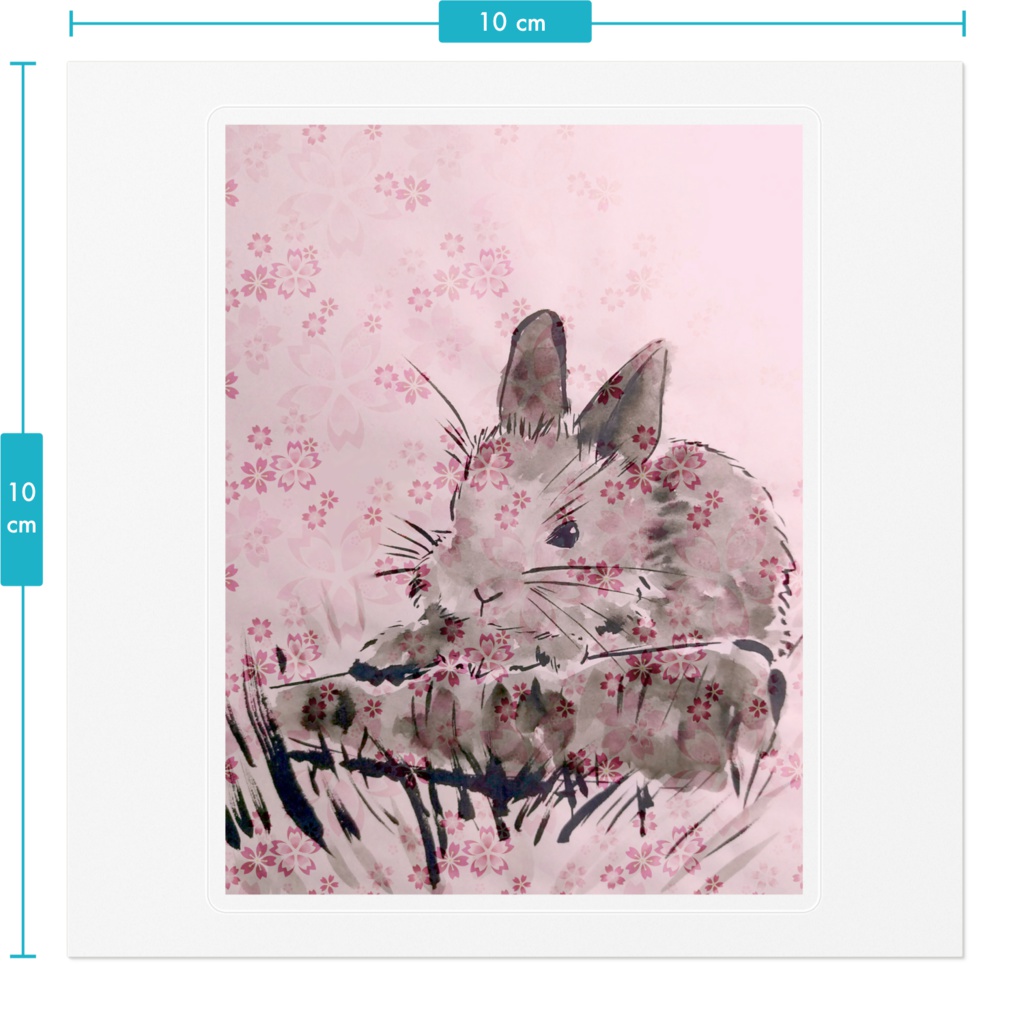 墨うさぎ〈桜〉ステッカー