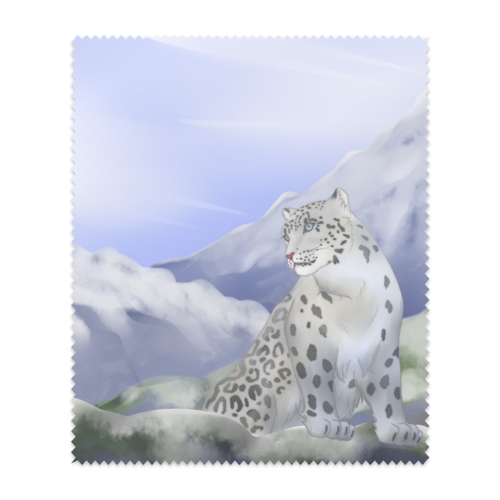 雪山とユキヒョウ メガネ拭き