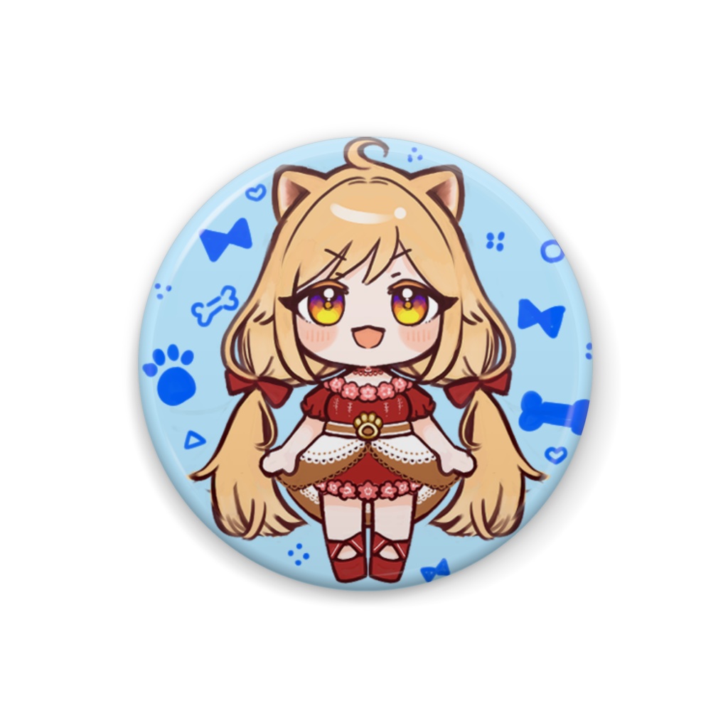 柴園わんこのチャンネル登録者数1000人突破記念記念グッズ(缶バッチ：ブルー)