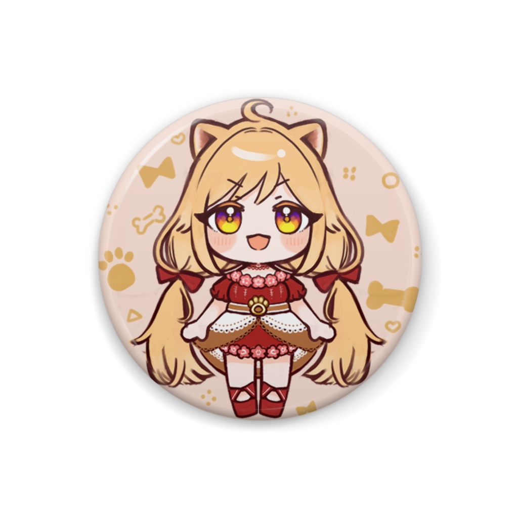 柴園わんこのチャンネル登録者数1000人突破記念記念グッズ(缶バッチ：ベージュ)