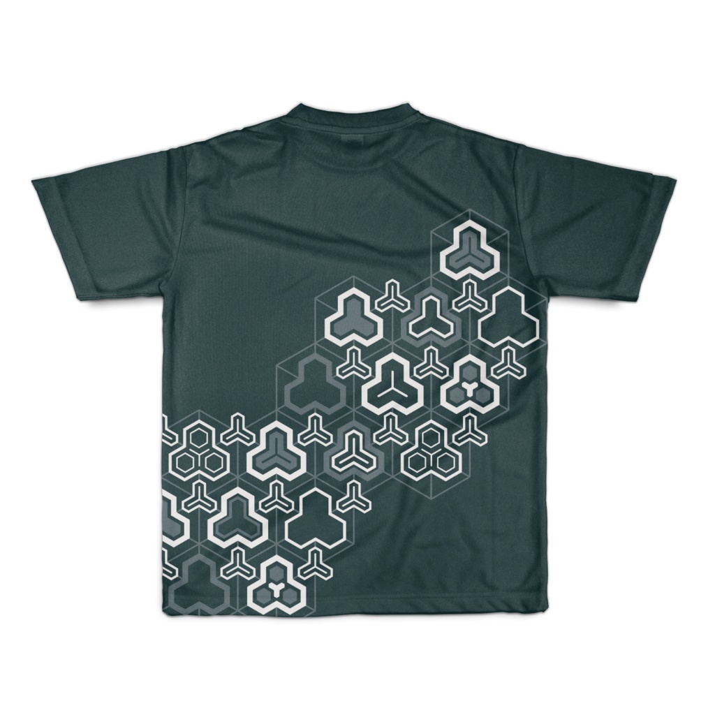 和柄Tシャツ(毘沙門亀甲)黒