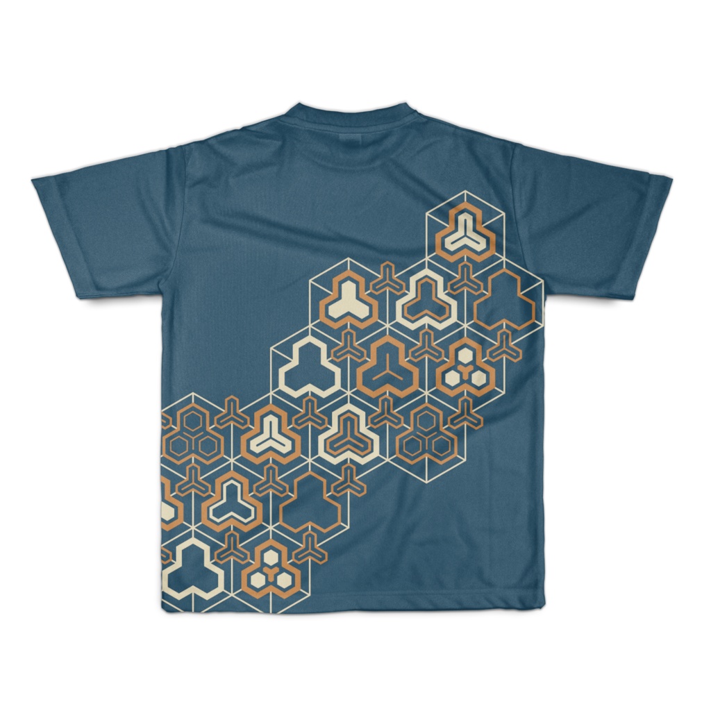 和柄Tシャツ(毘沙門亀甲)紺