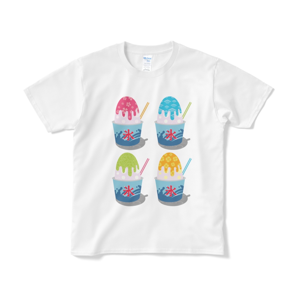 和柄かき氷tシャツ白 和工房月下 Booth