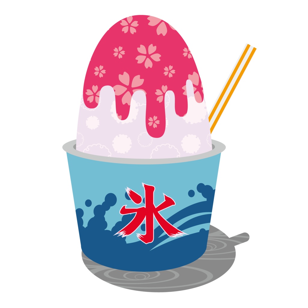 和柄かき氷Tシャツ白