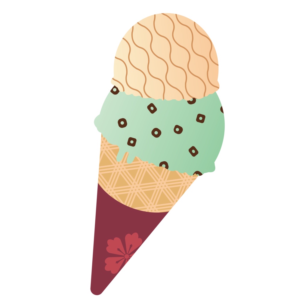 和柄アイスクリームTシャツ紺