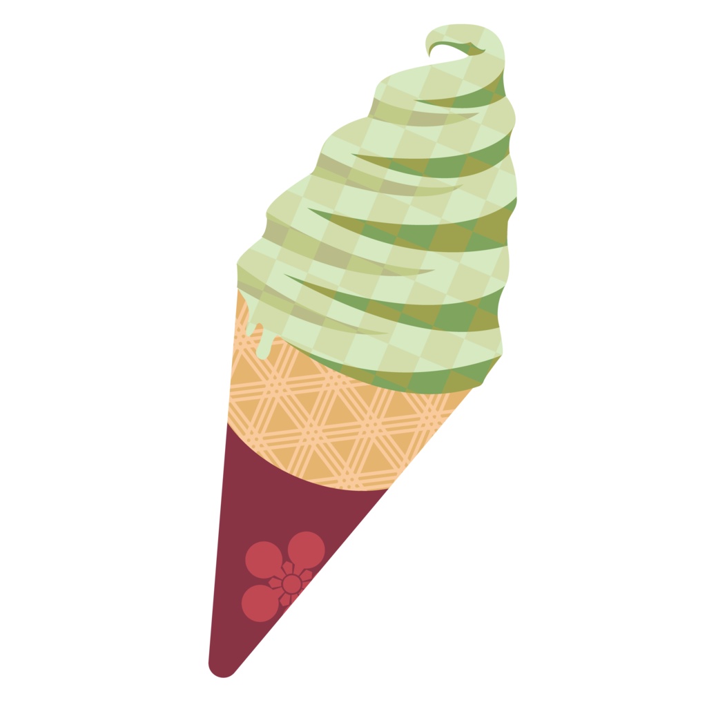 和柄ソフトクリームTシャツ白