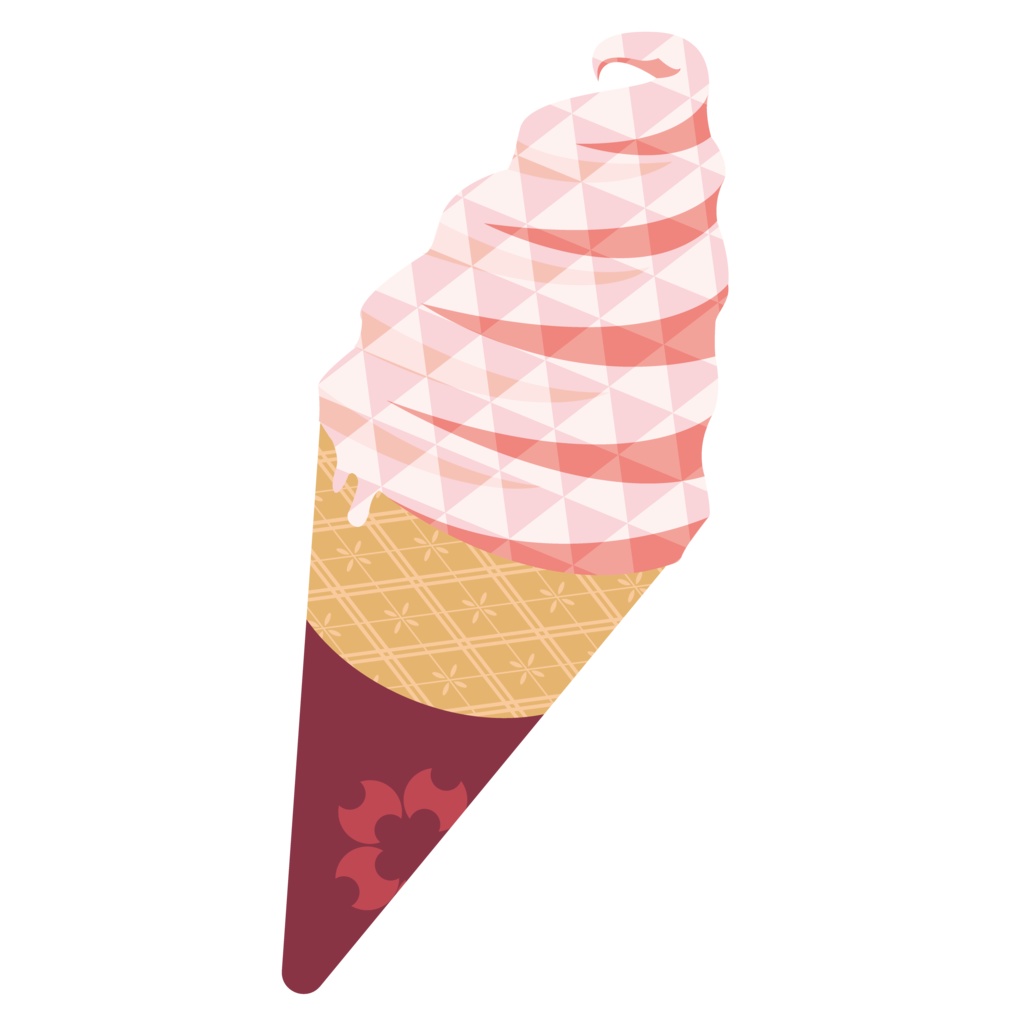 和柄ソフトクリームTシャツ紺