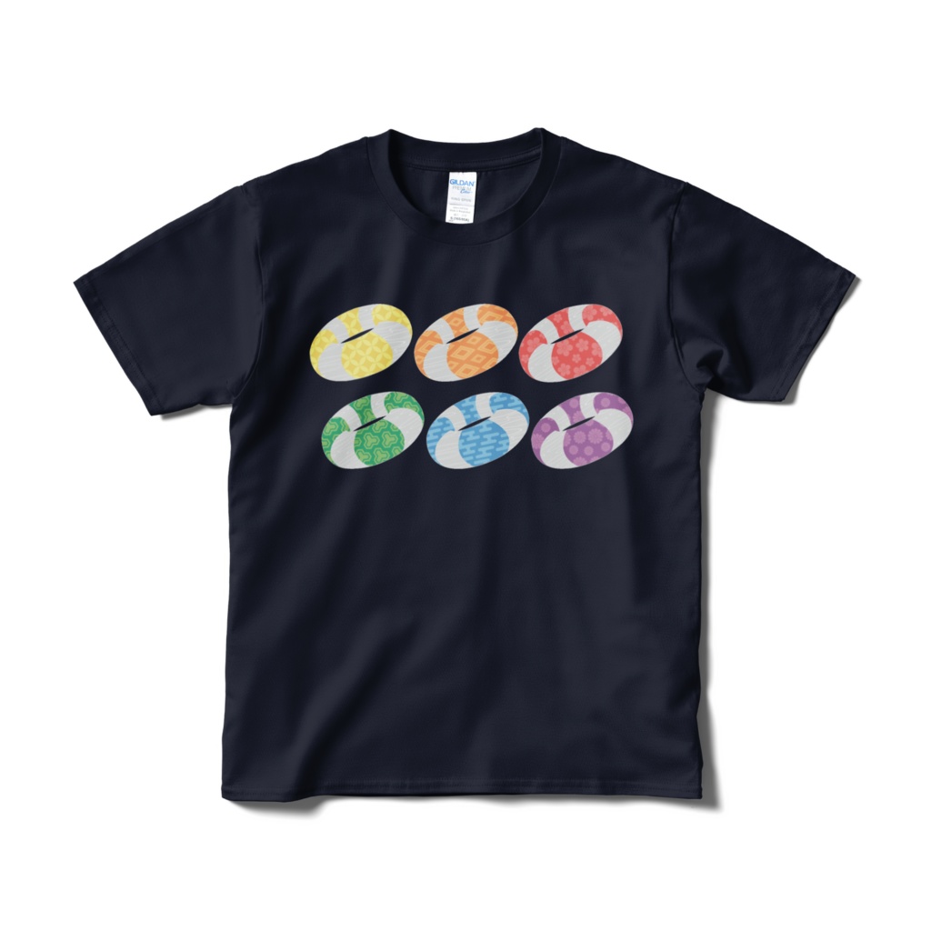 和柄浮き輪Tシャツ紺