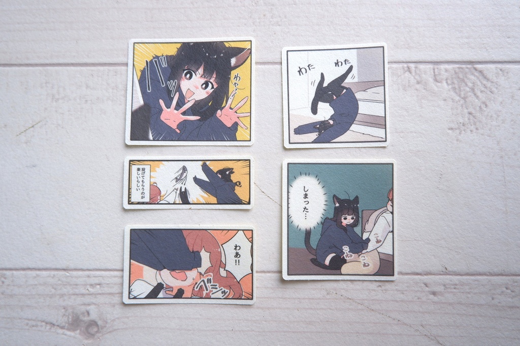 ステッカーセット 黒猫マンガ風