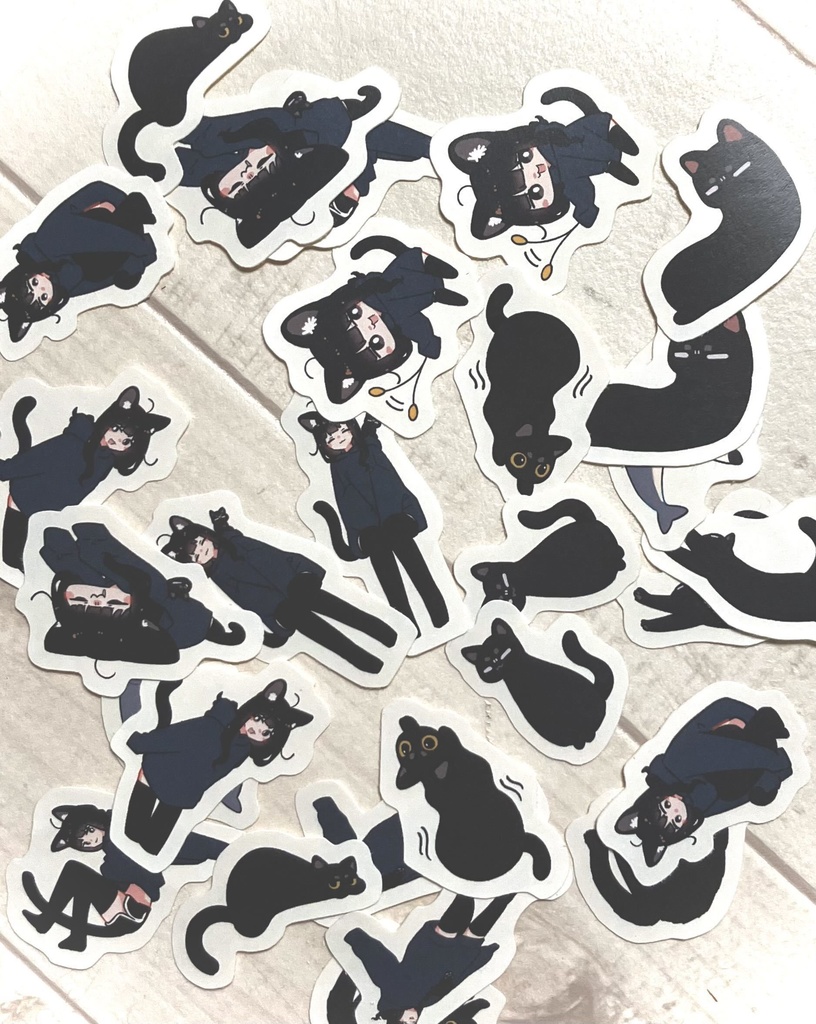 【フレークシール】黒猫ちゃんふれーくしーる