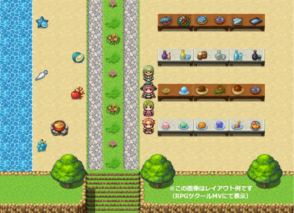 【ドット絵】ファンタジー食材・料理タイルセット(全128種)