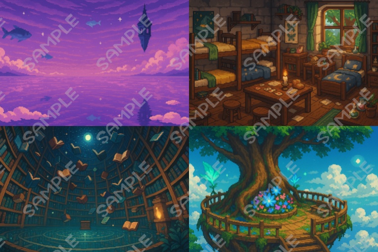 【ドット風】ファンタジー背景〜第1集〜(全81枚)