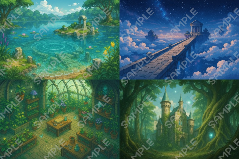 【ドット風】ファンタジー背景〜第1集〜(全81枚)