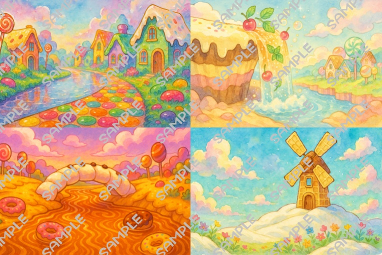 【水彩風】ファンタジー背景〜第1集〜(全40枚)
