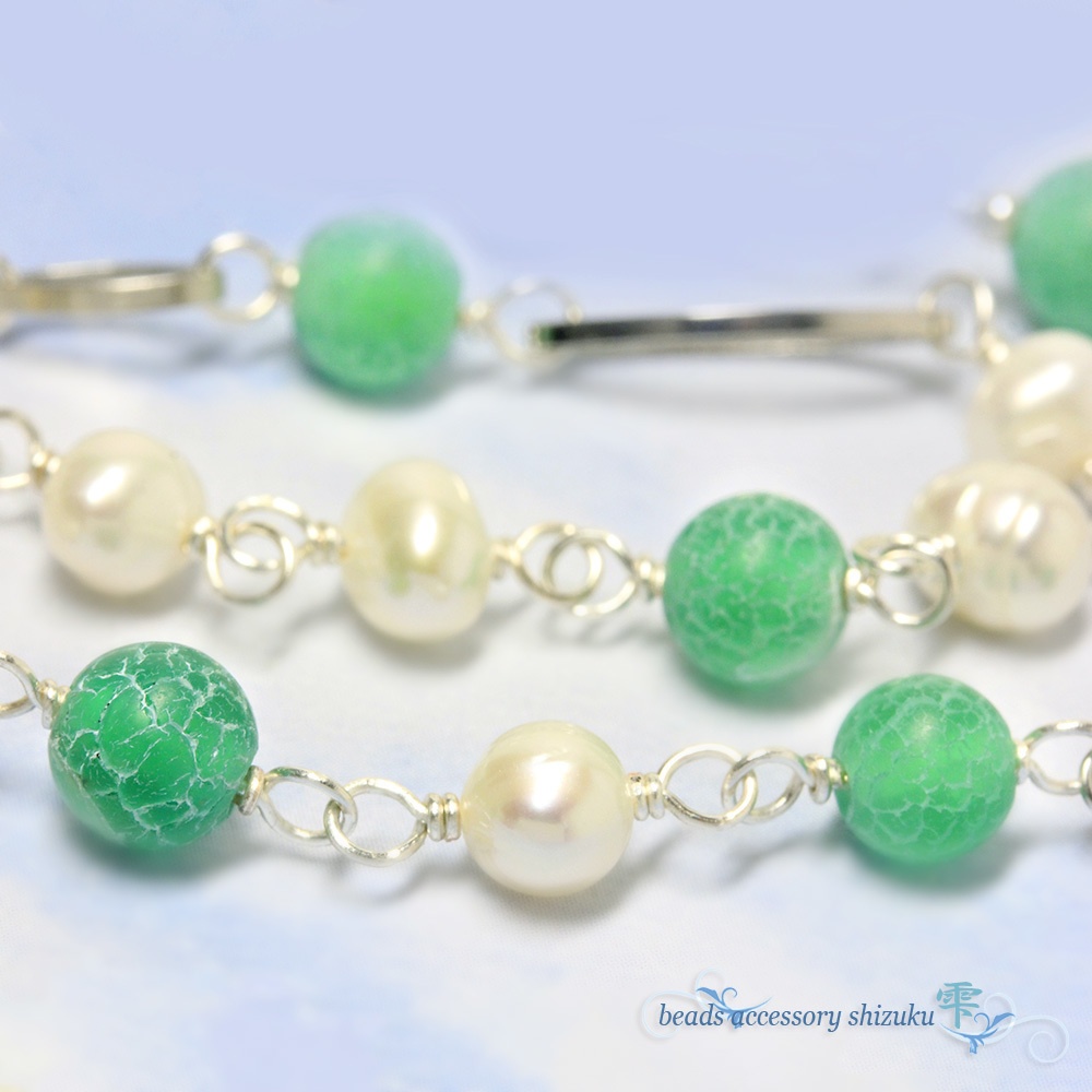 淡水パールのバイカラーネックレス