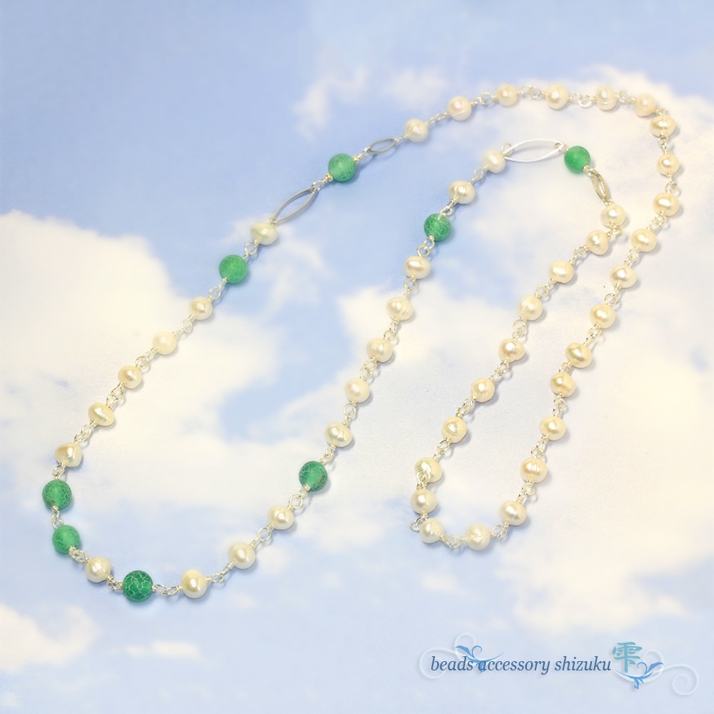 淡水パールのバイカラーネックレス