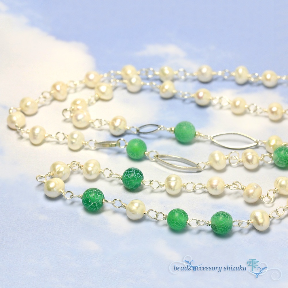 淡水パールのバイカラーネックレス