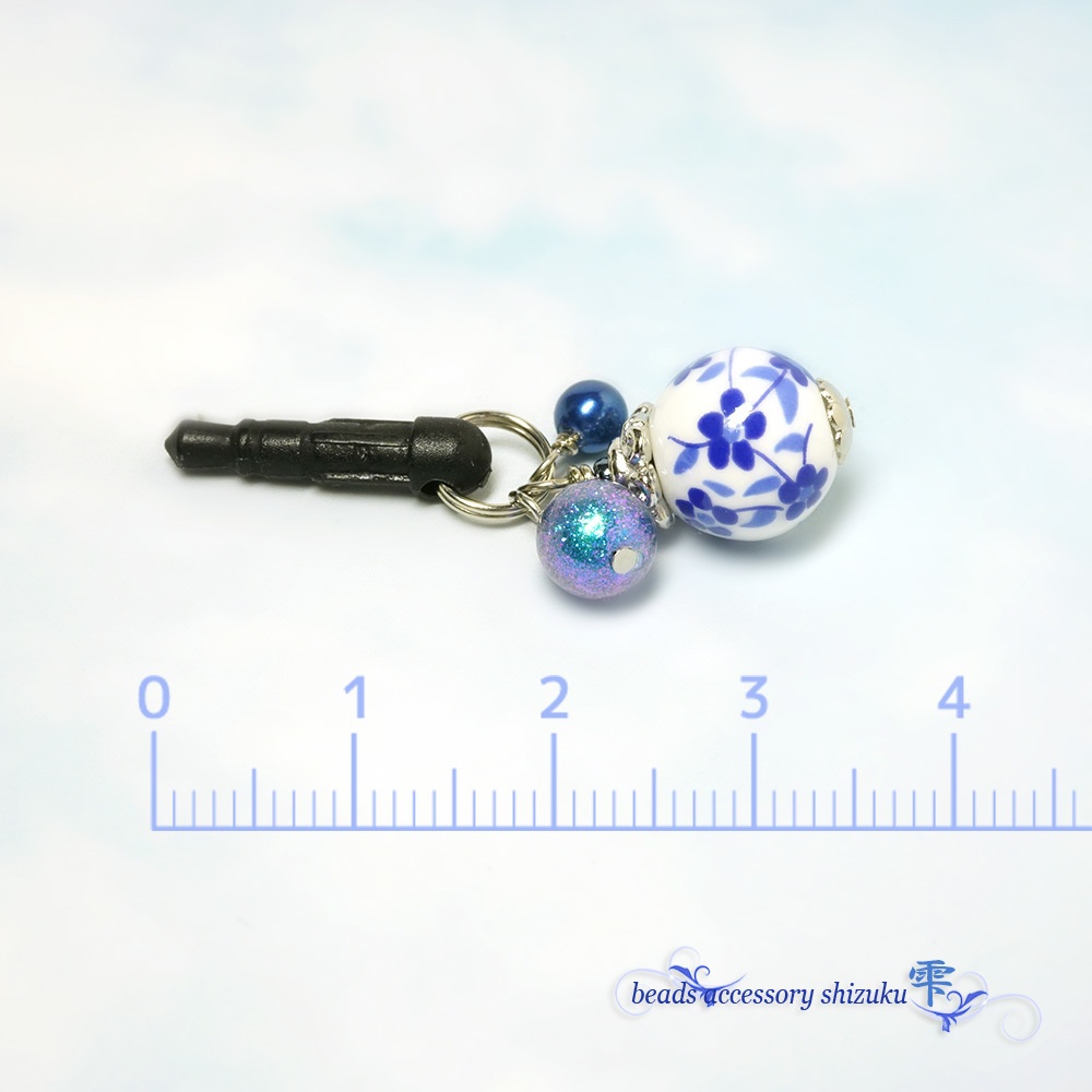花柄和風イヤホンジャック Beads Accessory 雫 Booth
