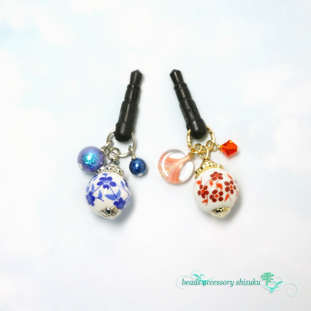 花柄和風イヤホンジャック Beads Accessory 雫 Booth