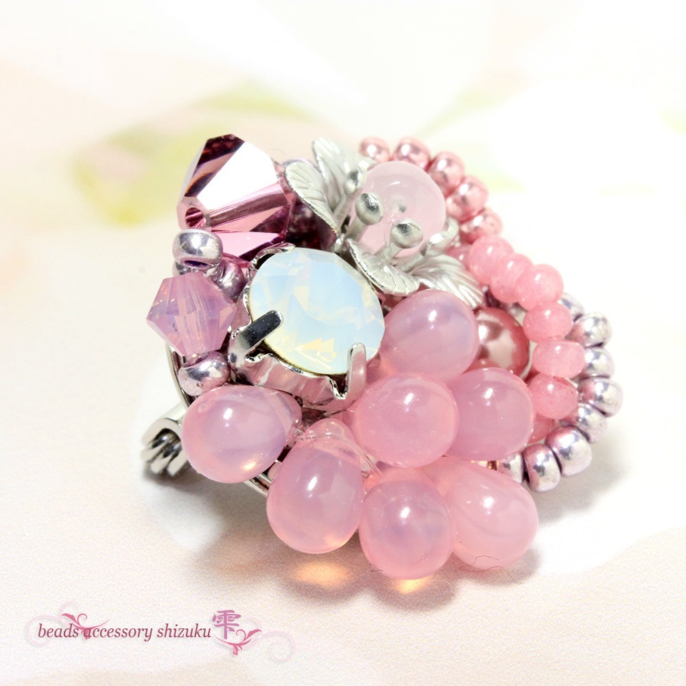 フラワーミニブローチ*ピンクカルセドニー