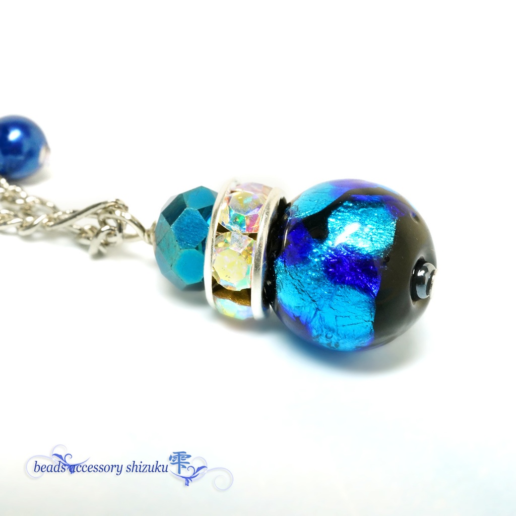 ホタル玉1粒ネックレス*ブルー