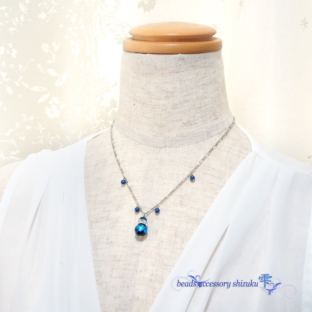 ホタル玉1粒ネックレス*ブルー