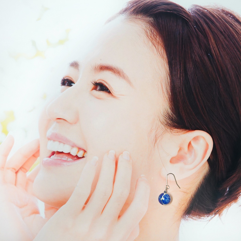 天然石1粒ピアス/イヤリング*ブルーカオリン