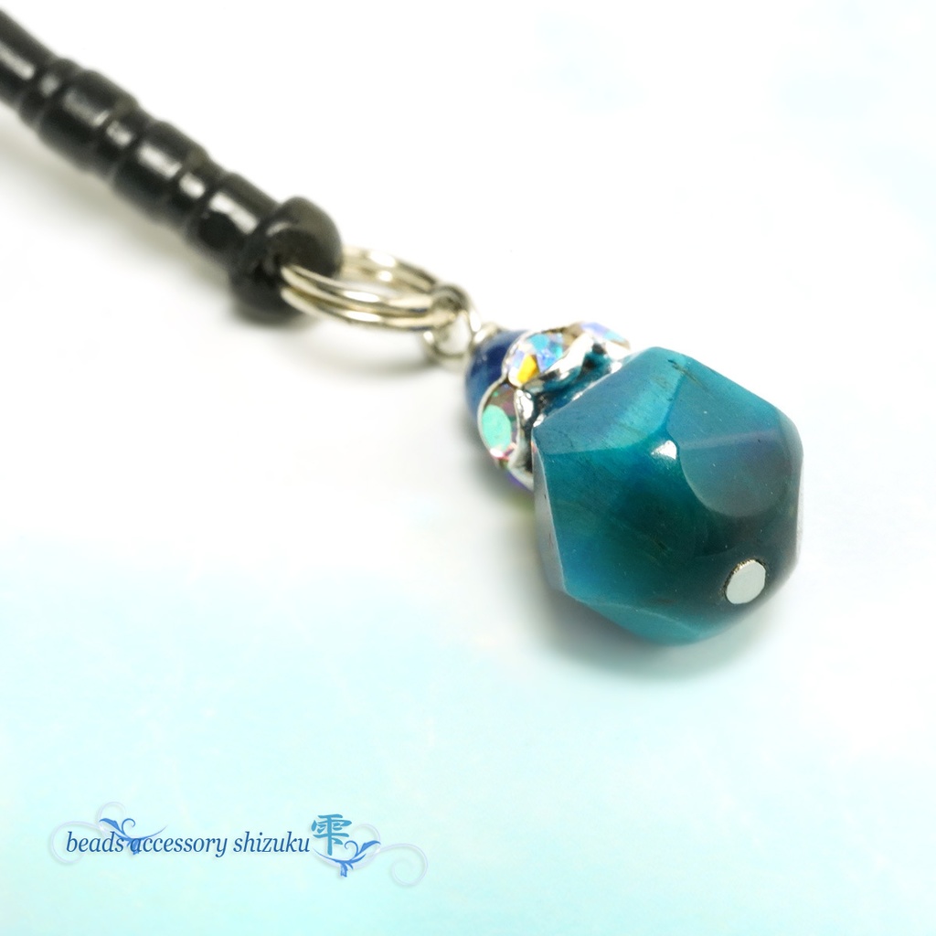 天然石イヤホンジャック*ブルーグリーンタイガーアイ