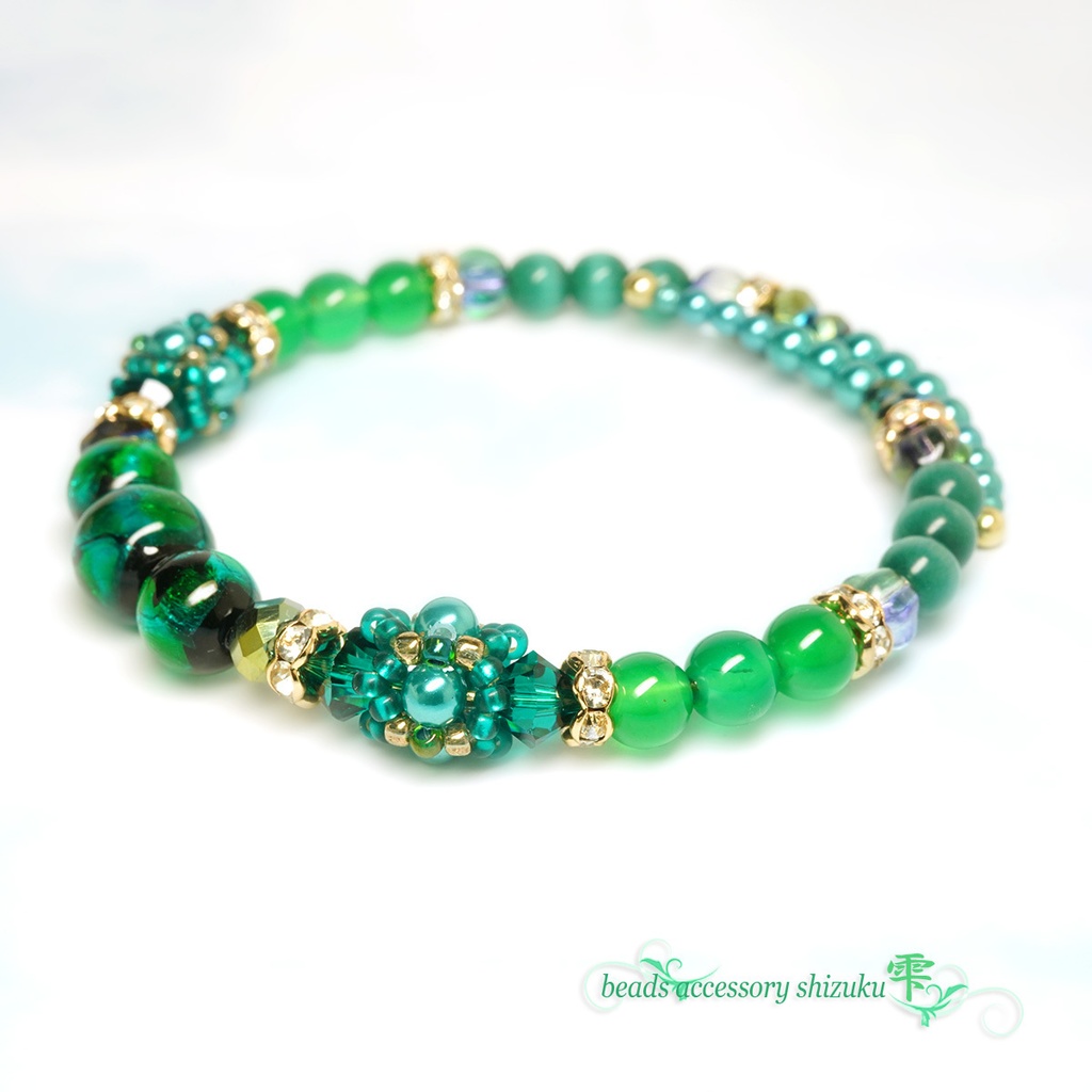ホタル玉コイルブレスレット*グリーン
