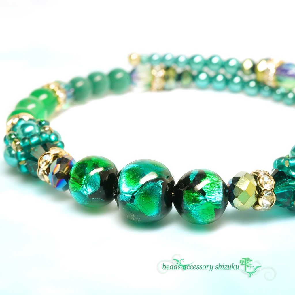 ホタル玉コイルブレスレット*グリーン