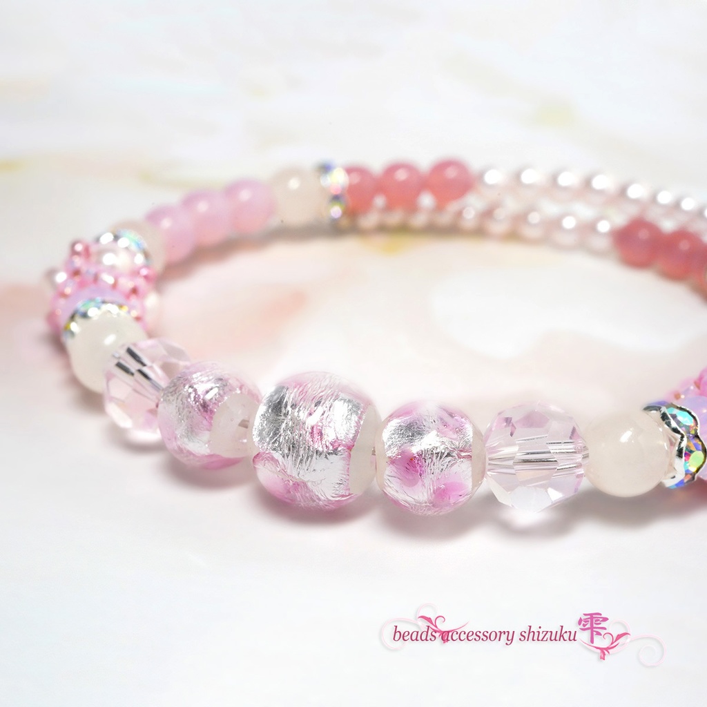 ホタル玉コイルブレスレット*ピンク×ホワイト