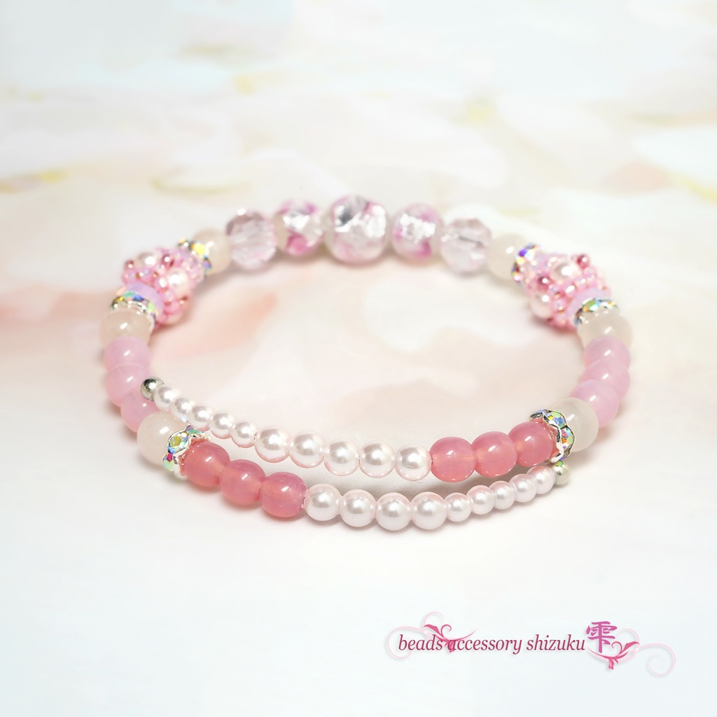 ホタル玉コイルブレスレット*ピンク×ホワイト